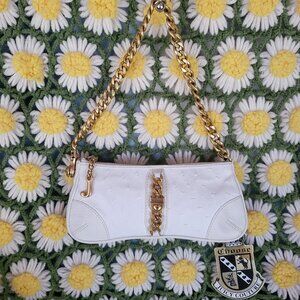 Juicy Couture Leather Ostrich Pattern Baguette Bag